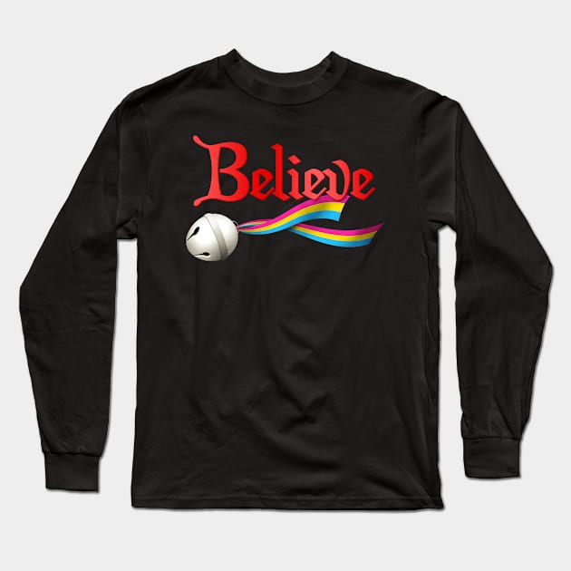 Believe Pansexual Pride Jingle Bell Long Sleeve T-Shirt by wheedesign